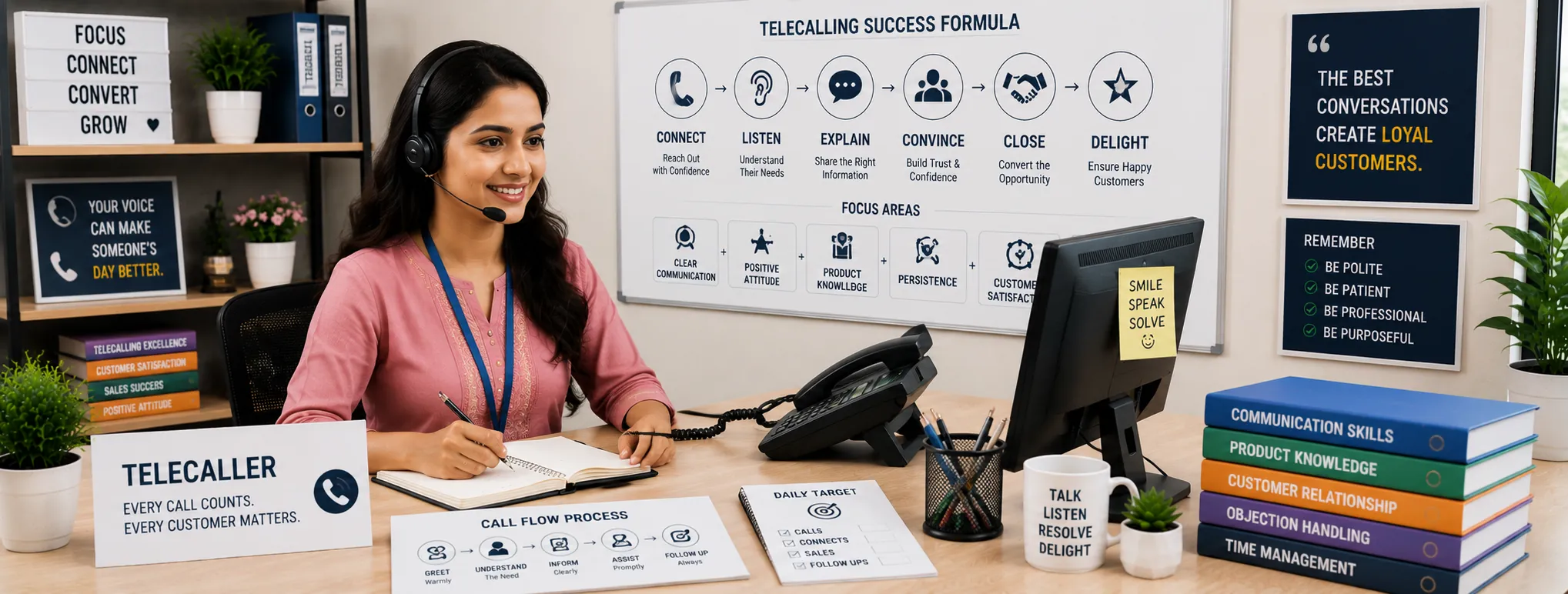 Professional telecaller interacting with students and parents for career guidance and lead engagement at AspireLyfX